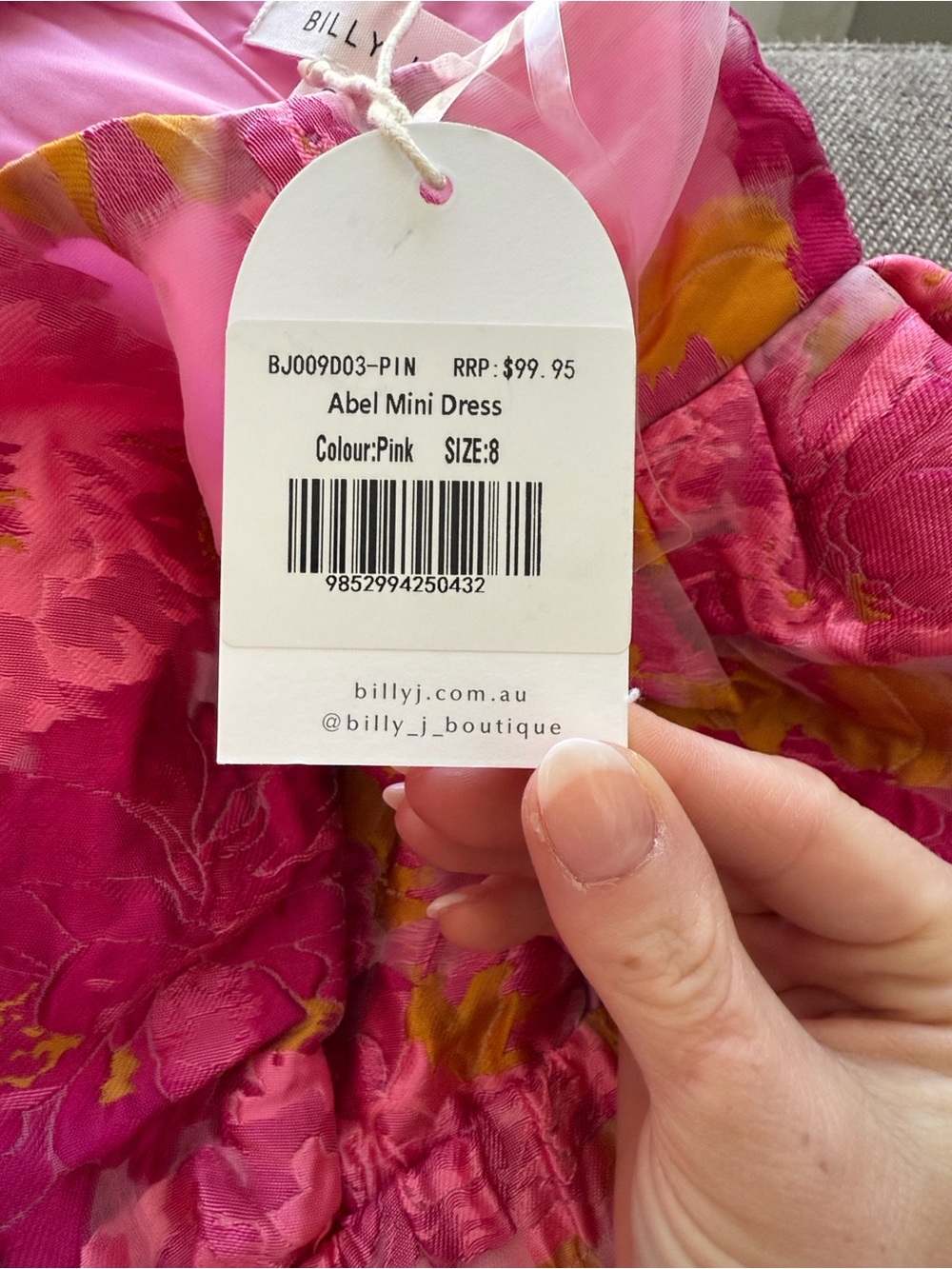 Pink Floral Mini Dress with Puff Sleeves - Picture 3 of 4